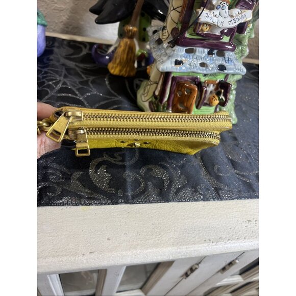 Fossil Leather Yellow Mustard Studded Wristlet Wallet - Picture 9 of 15